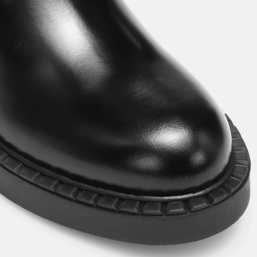 Prada Stretch Leather Tall Black Boots Size 37 - Picture 6 of 16